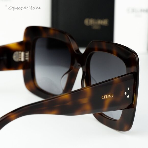 Celine Women Sunglasses Havana Gradient Smoke Geometric CL40263I 3 DOTS 53B NEW - Picture 5 of 11